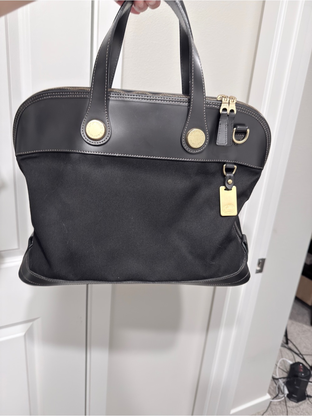 Vintage Dooney Satchel Canvas and Leather